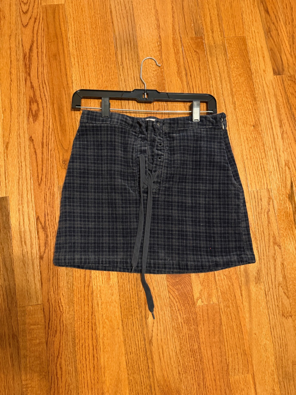 SO Black Plaid Lace-Up Mini Skirt